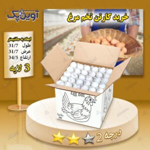 کارتن تخم مرغ 3 لایه سفید درجه 2 درب باز